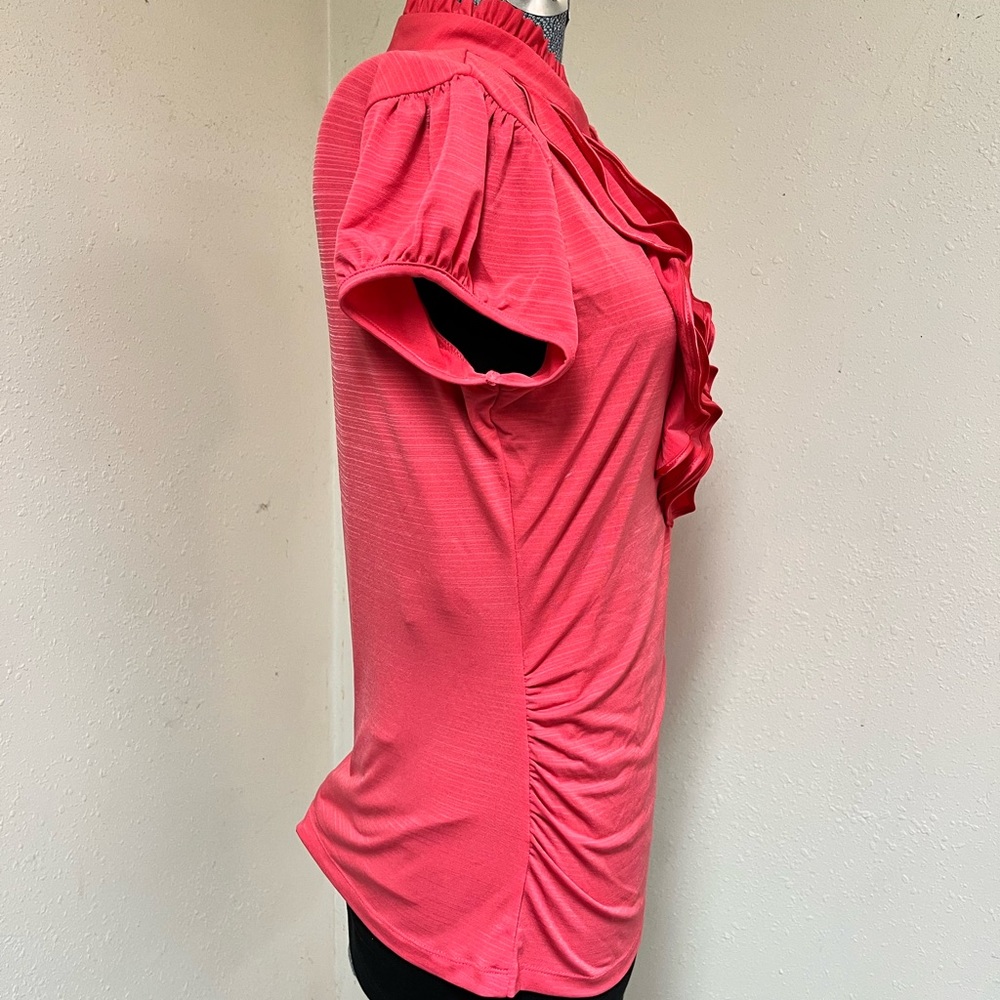 Coral pull over blouse in a bright beautiful Coral by Heartsoul in large - Picture 5 of 5